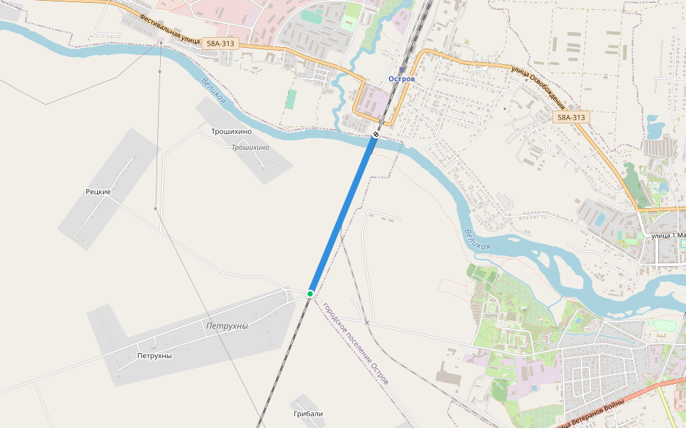 тропа Петрухны - Вокзал walking route map in Petrukhny