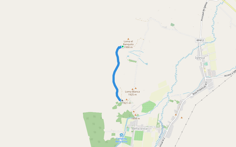 Trekking Alto Verde walking route map in Iglesia