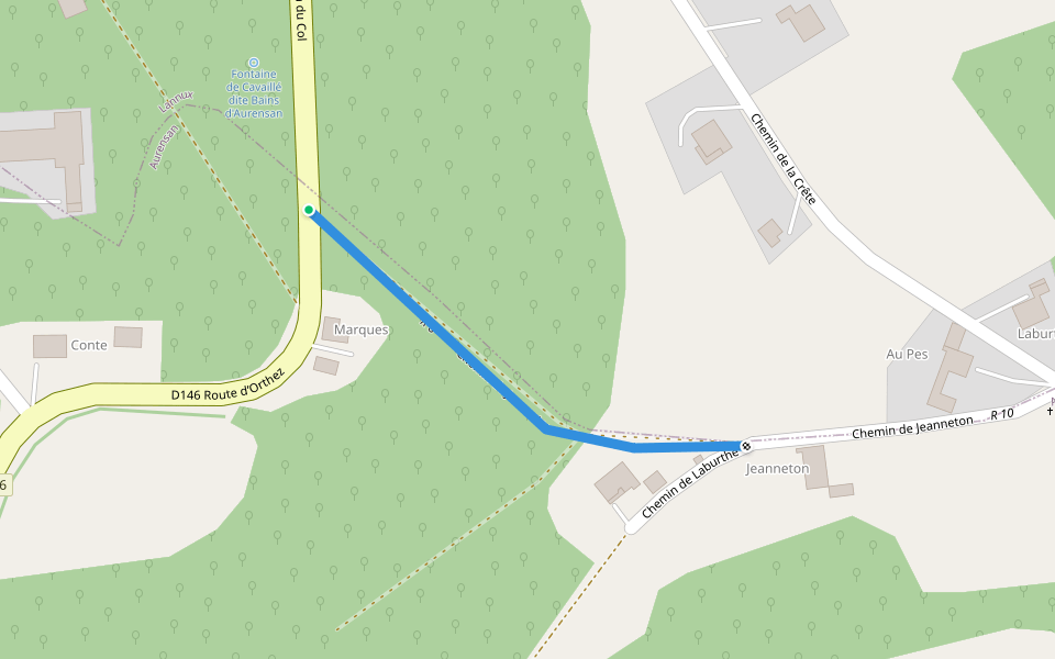 Chemin de Jeanneton walking route map in Aurensan