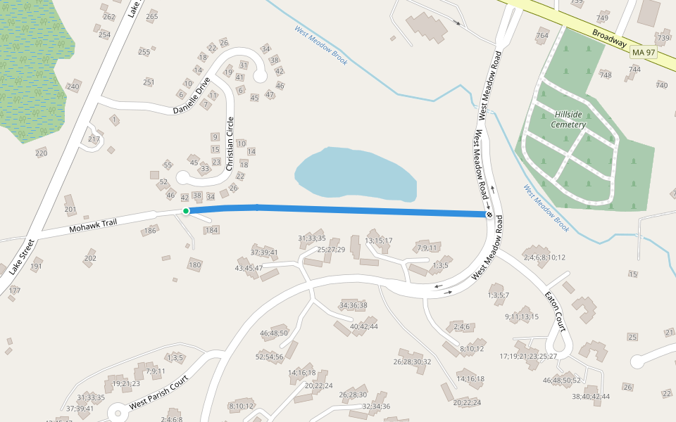 Mohawk Trail walking route map in Haverhill