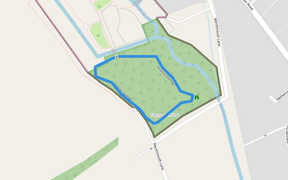 Jurassic Journey walking route map in Bourton-on-the-Water