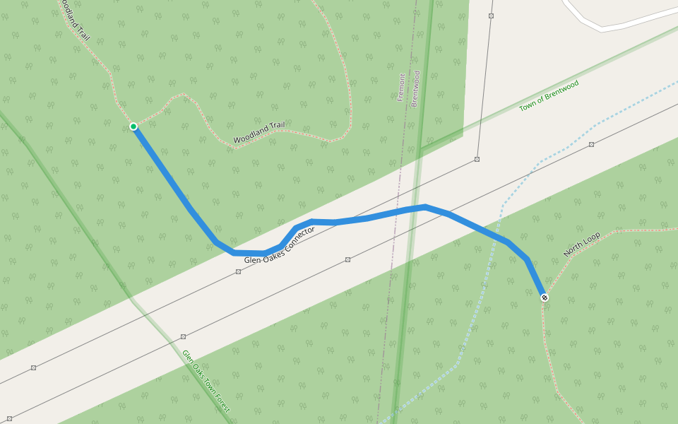 Glen Oakes Connector walking route map in Brentwood