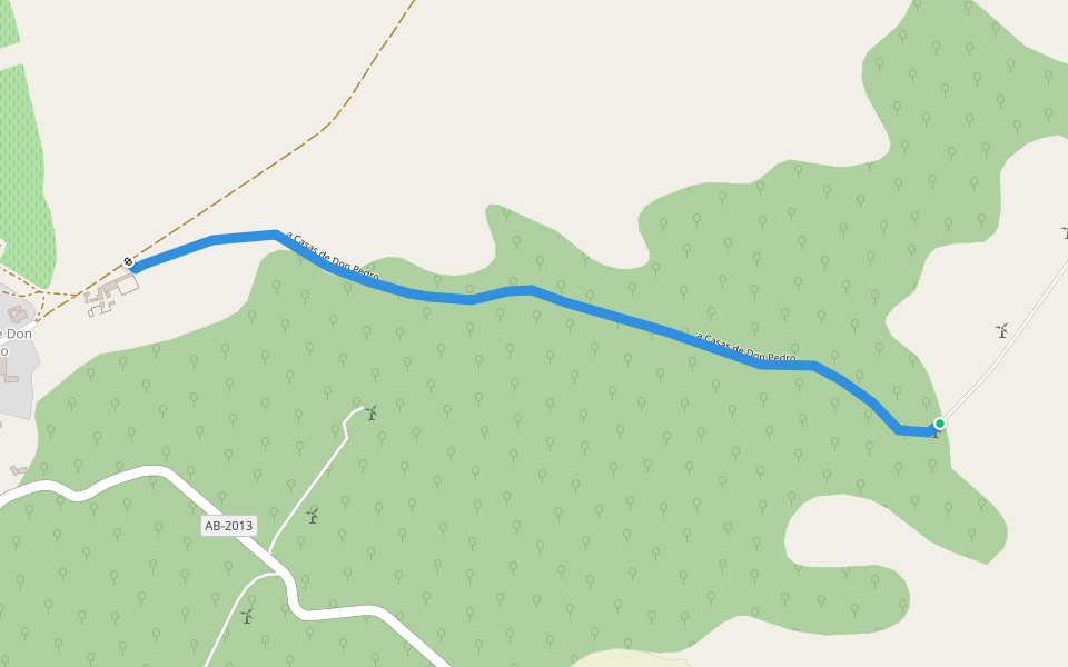 a Casas de Don Pedro walking route map in Alpera