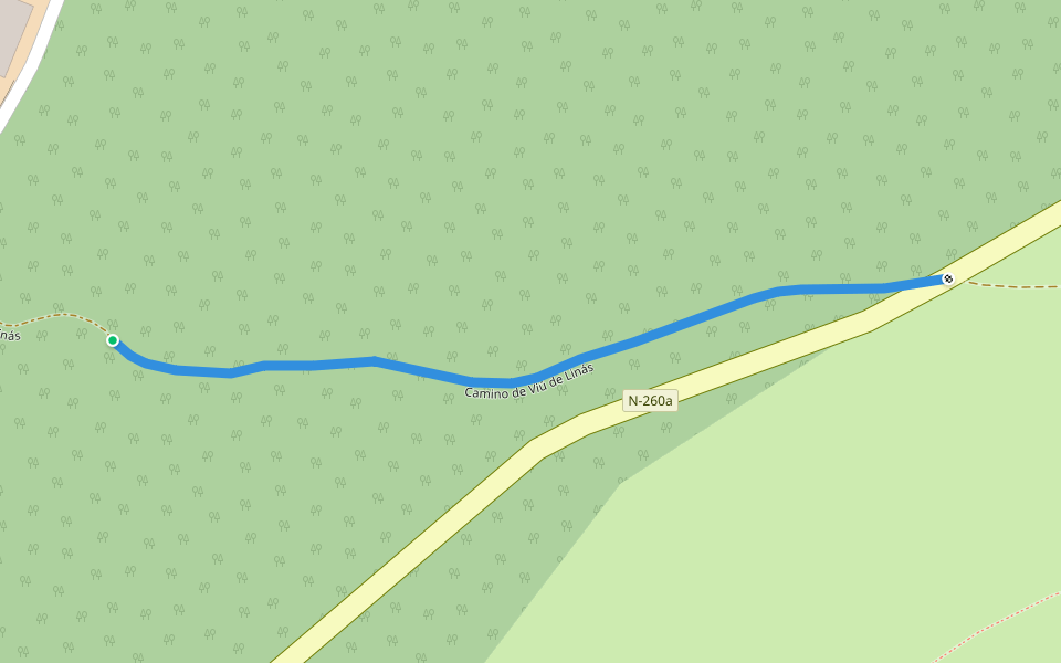 Camino de Viú de Linás walking route map in Viu