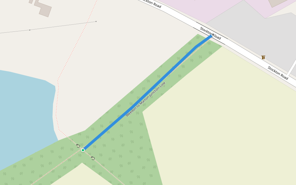 Weedon to Marton Junction Line walking route map in Stockton