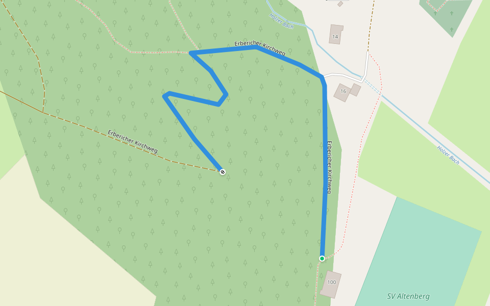 Erbericher Kirchweg walking route map in Odenthal