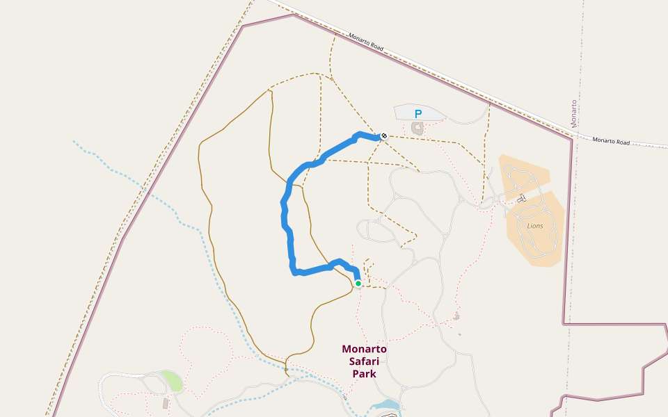 Cheetah Track walking route map in Monarto