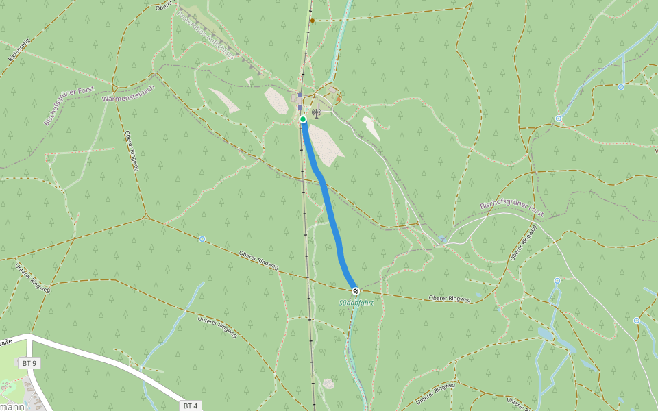 Südabfahrt walking route map in Warmensteinacher Forst-Nord