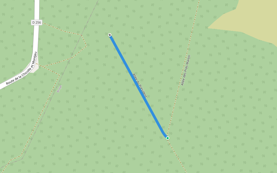 Allée du Président walking route map in Broye