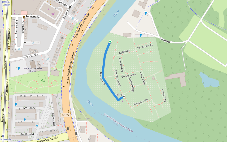 Bienenweg walking route map in Dessau-Roßlau