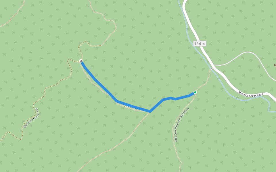 Unblazed trail walking route map in Buchanan