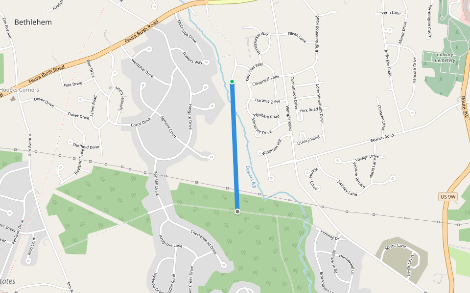 Elsmere Extension walking route map in Glenmont