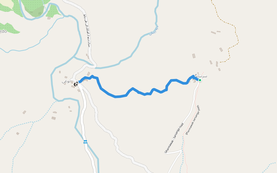 toghay sarsnaga path walking route map in Gharmawak