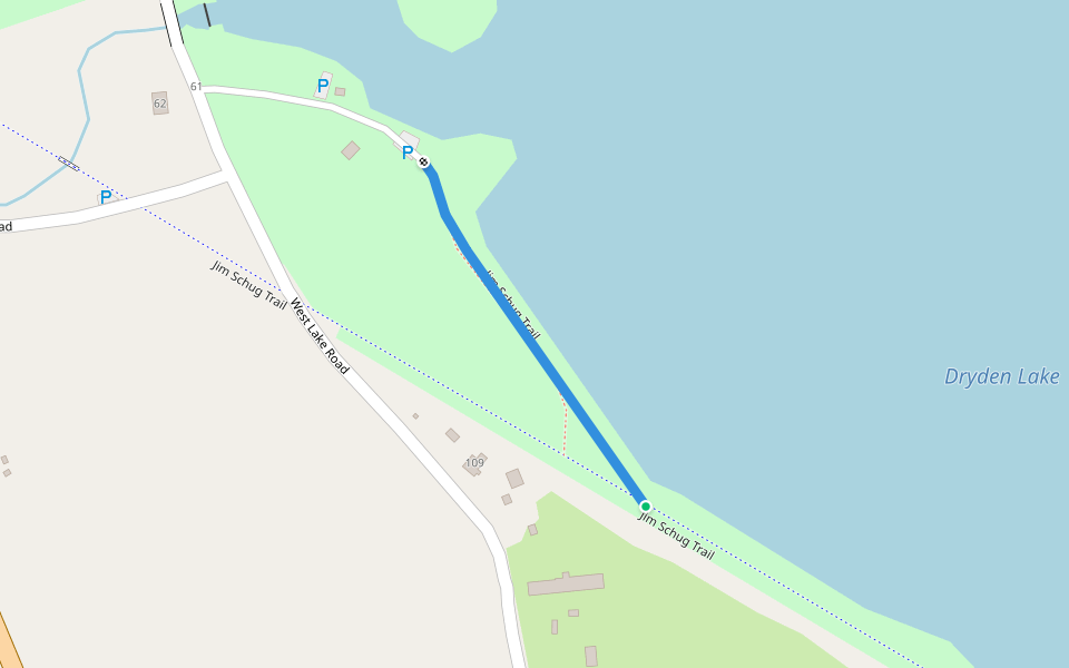 Jim Schug Trail walking route map in Dryden