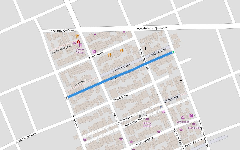 Pasaje Santa Anita walking route map in Pucallpa