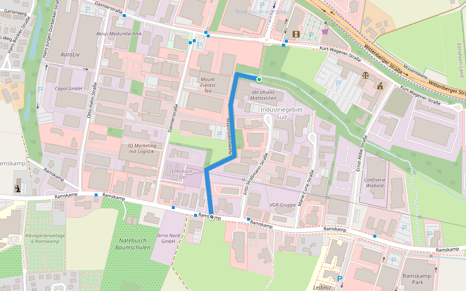 Maashödentwiete walking route map in Elmshorn