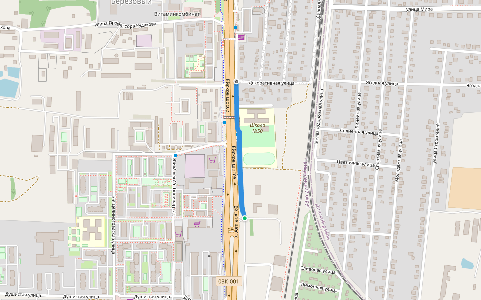 Целиноградская улица walking route map in Vitaminkombinat