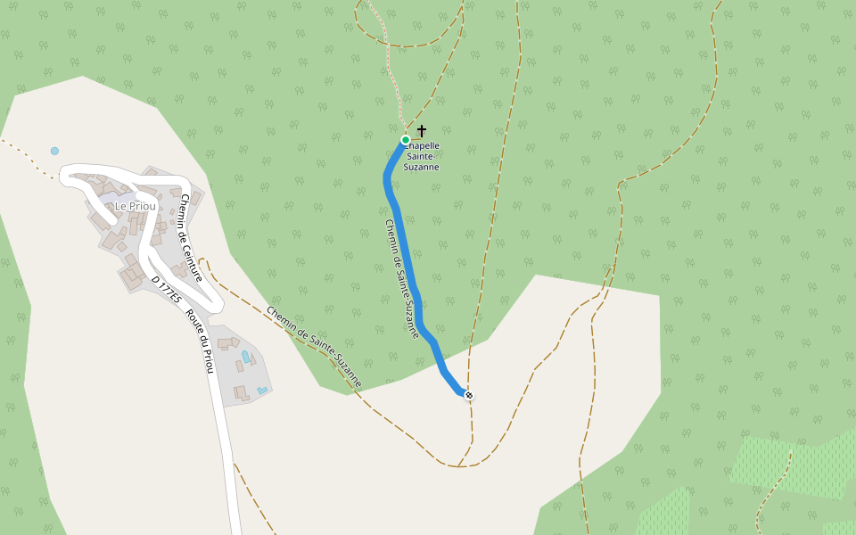 Chemin de Sainte-Suzanne walking route map in Pierrerue