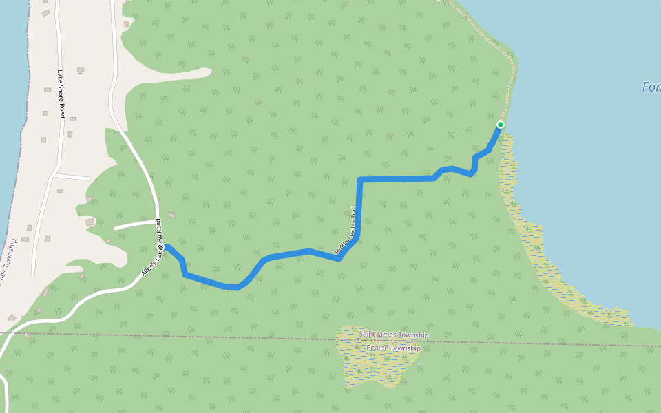 Hidden Valley Trail walking route map in Beaver Island