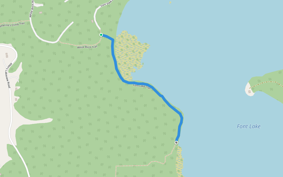 Font Lake Trail walking route map in Beaver Island