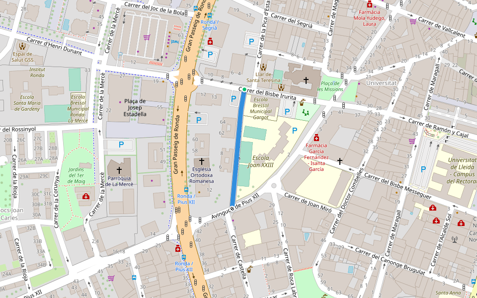 Passatge del Riu Corb walking route map in Lleida