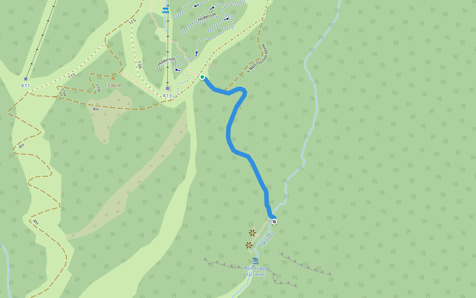Тропа на водопад Поликаря