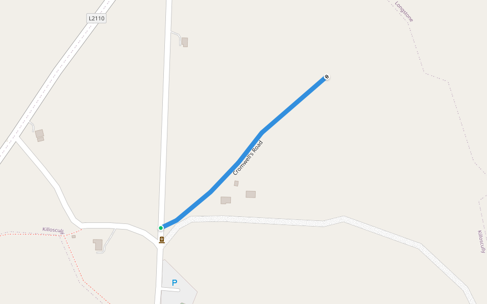 Cromwell's Road walking route map in Clonsingle