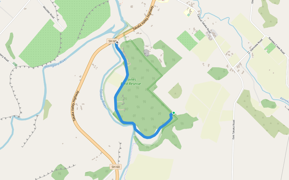 Paines Ford Tramline Track walking route map in Tākaka