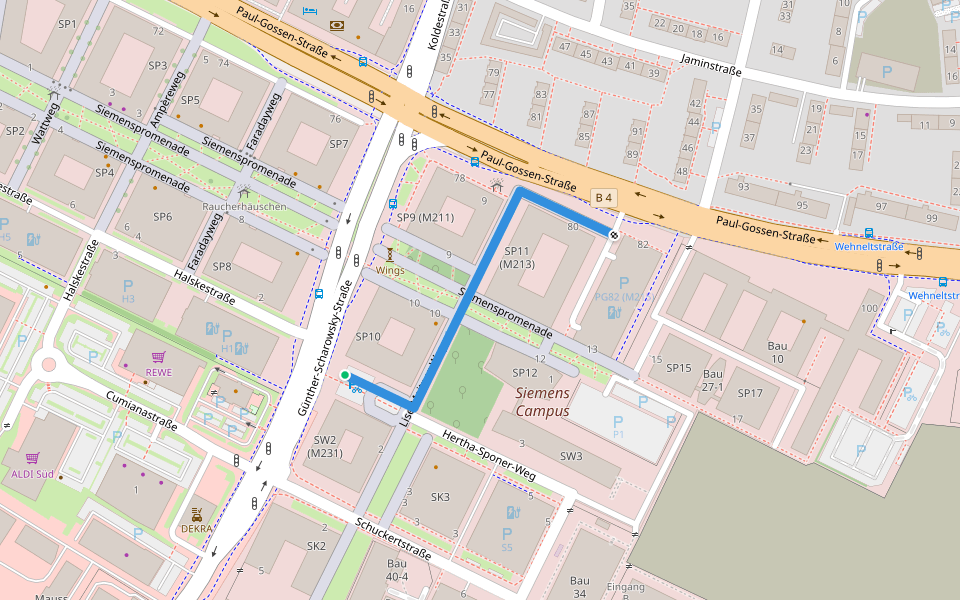Meitnerweg walking route map in Erlangen