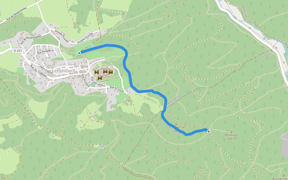 sentier des châtaigniers walking route map in Lichtenberg