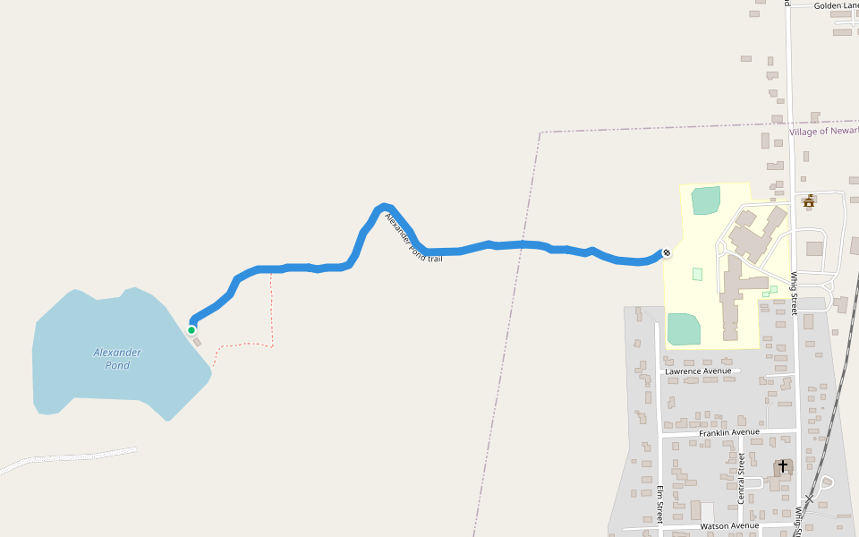 Alexander Pond trail walking route map in Newark Valley