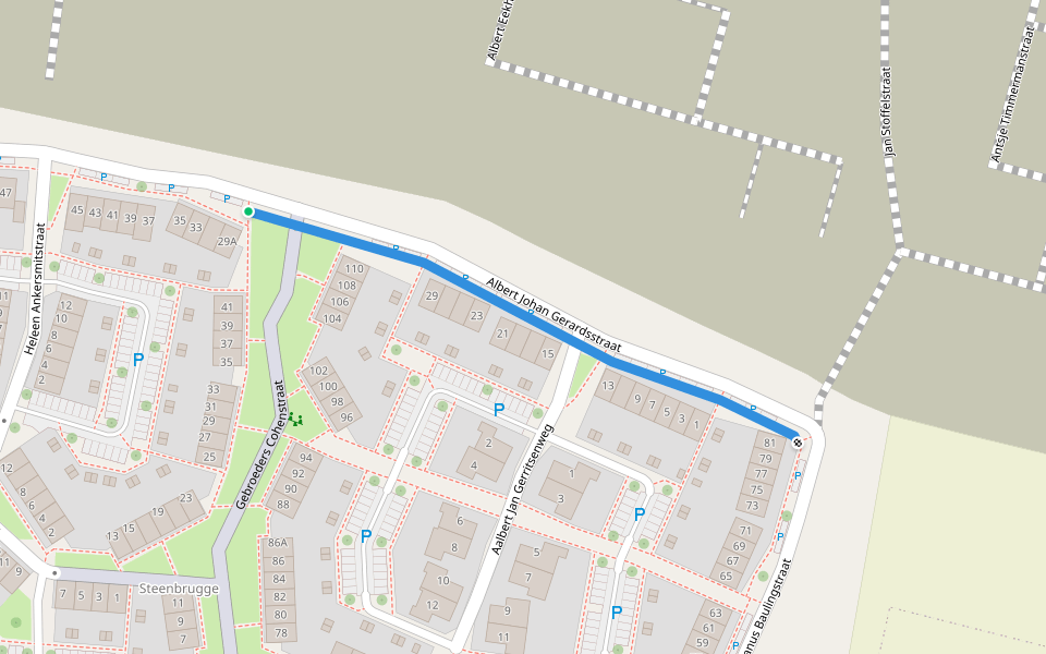 Albert Johan Gerardsstraat walking route map in Diepenveen