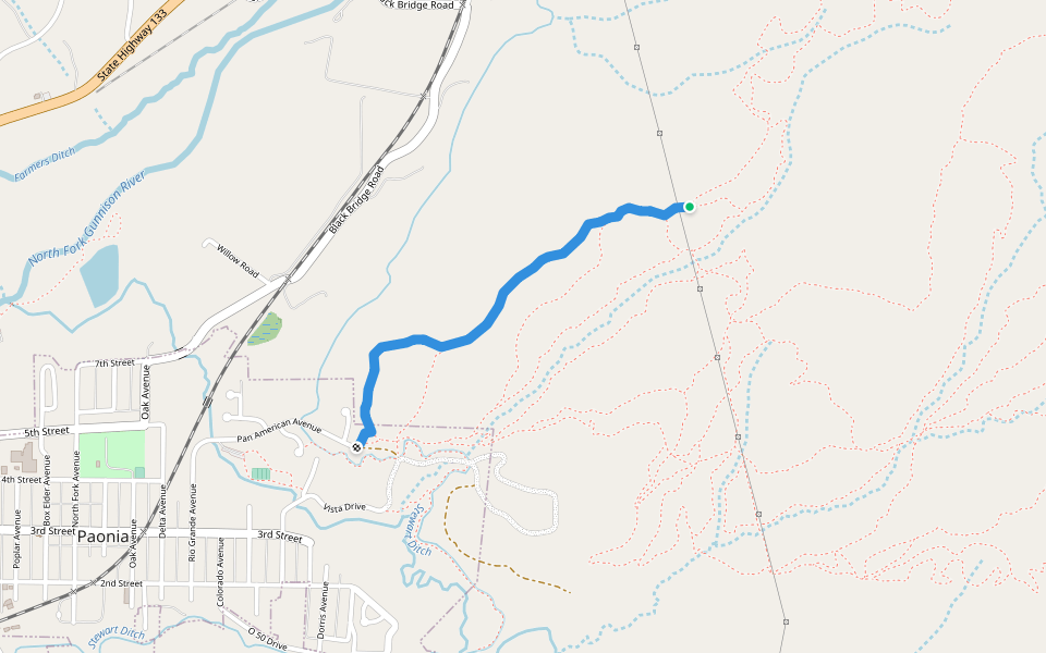 Elitches Trail walking route map in Paonia