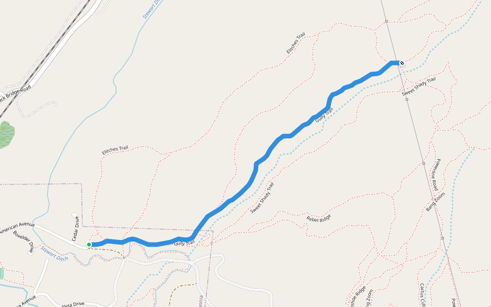 Gully Trail walking route map in Paonia