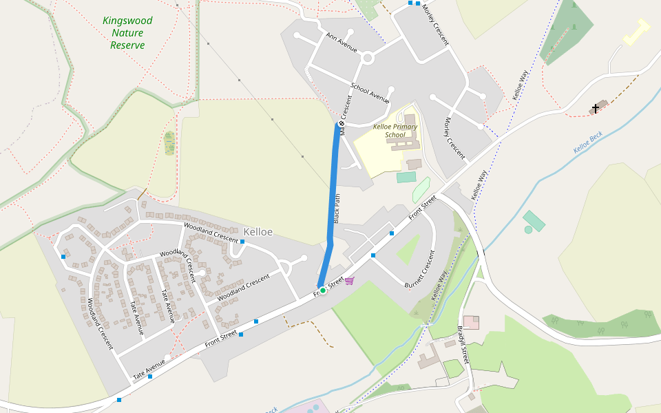 Black Path walking route map in Kelloe