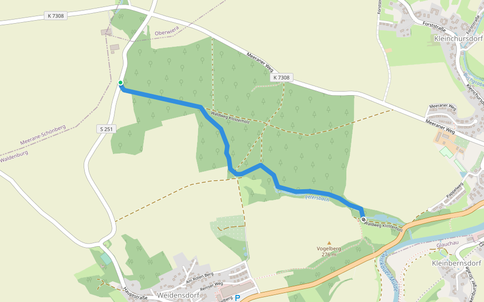 Waldweg Klosterholz walking route map in Remse