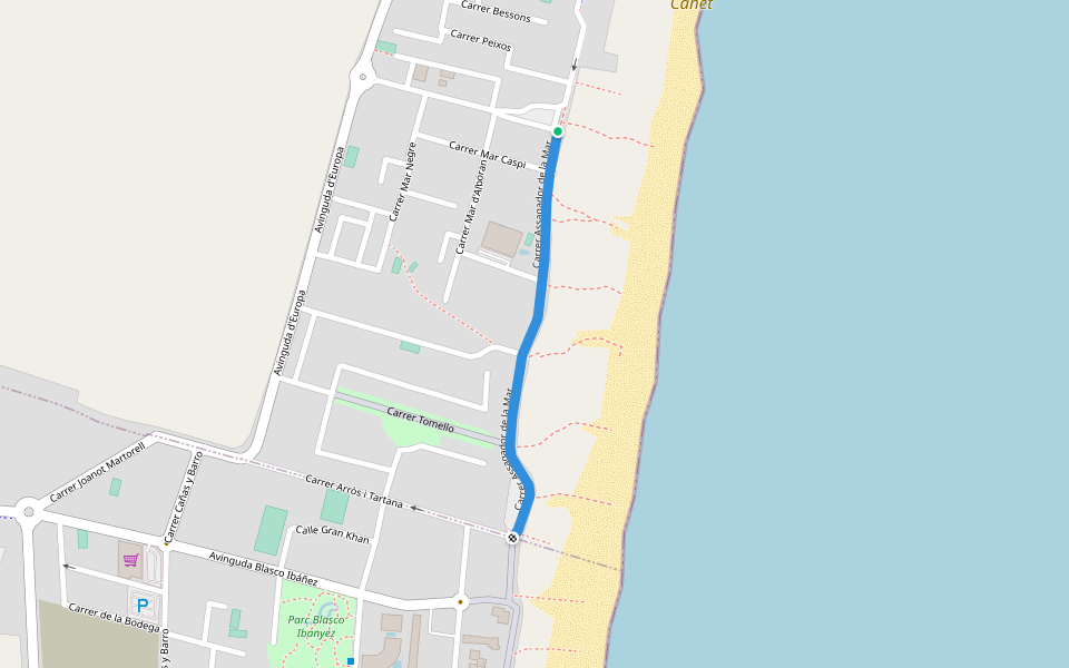 Carrer Assagador de la Mar walking route map in Sagunto