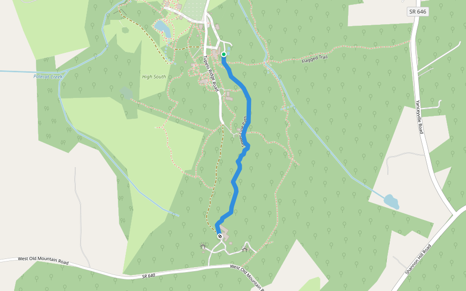 Sewer Line Path walking route map in Louisa