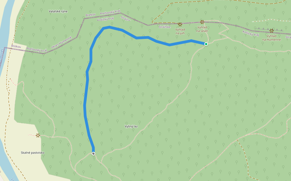 Čarna hura trail walking route map in Brekov