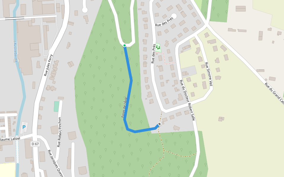 Foret de l'Âne walking route map in Barentin