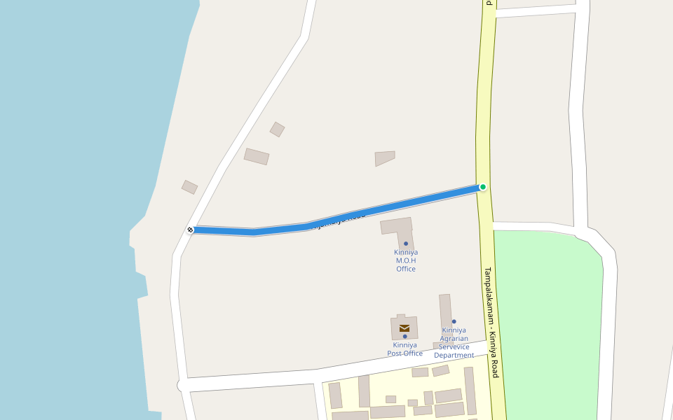 Nijamaiya Road walking route map in Kallady