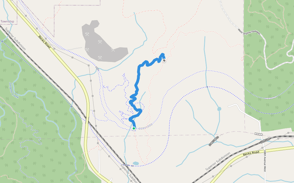Superior Hiking Trail Ely's Peak Loop walking route map in Duluth