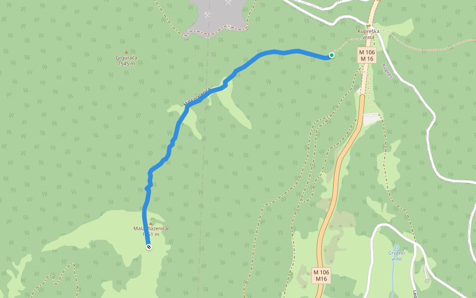 Mala plazenica walking route map in Kupres