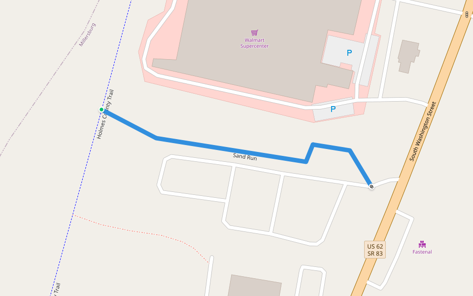 Sand Run walking route map in Millersburg