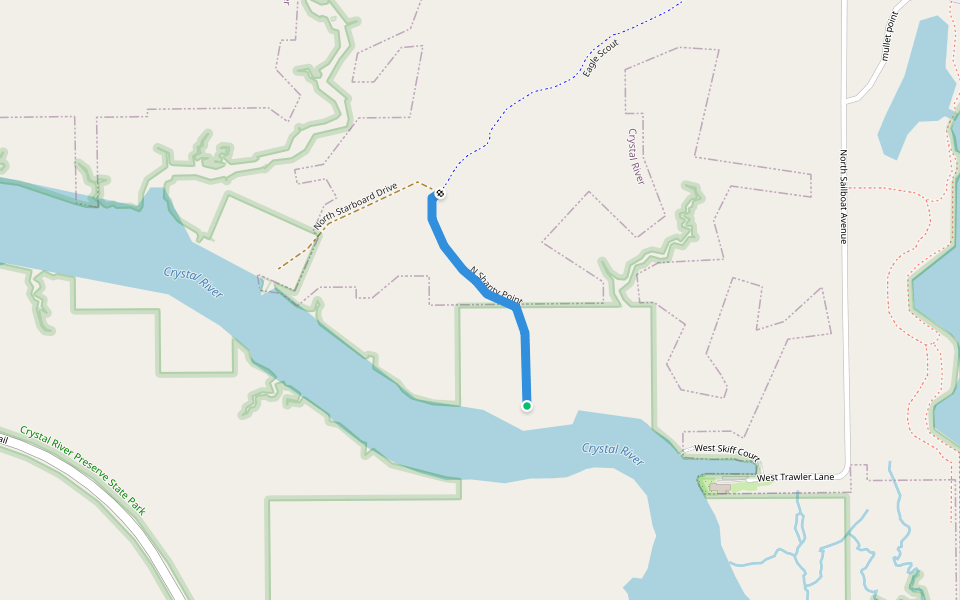 N Shanty Point walking route map in Crystal River