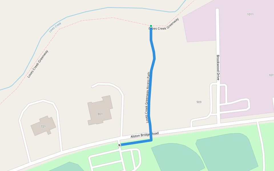 Loves Creek Greenway Access Path walking route map in Siler City