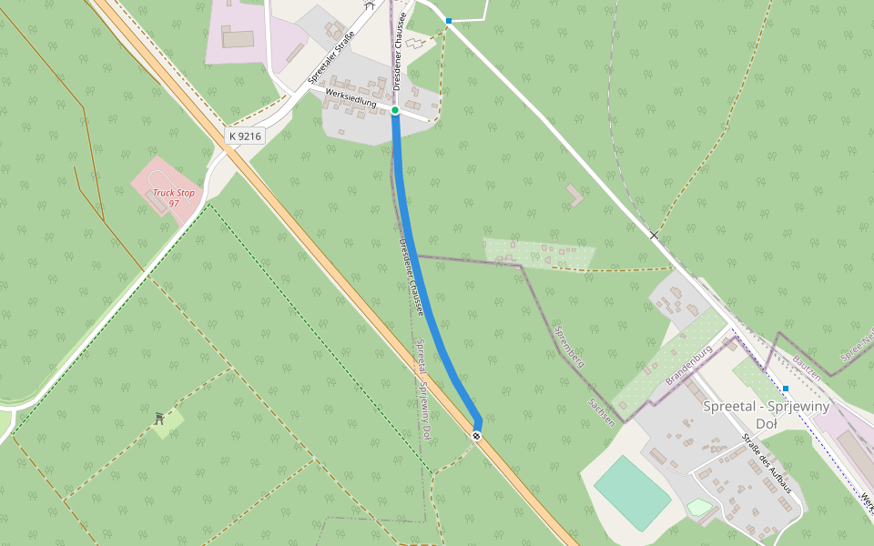Dresdener Chaussee walking route map in Elsterheide