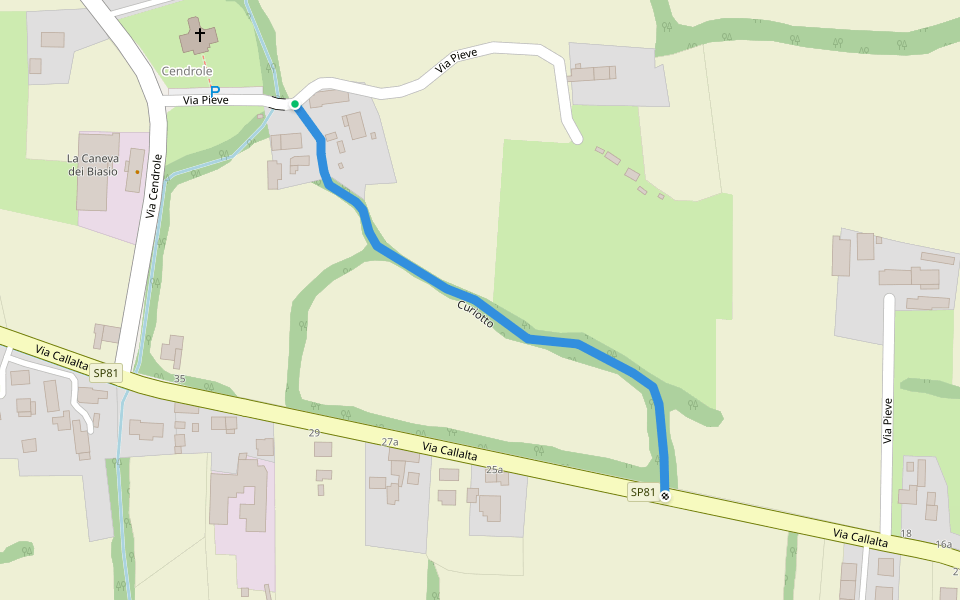 Curiotto walking route map in Cendrole