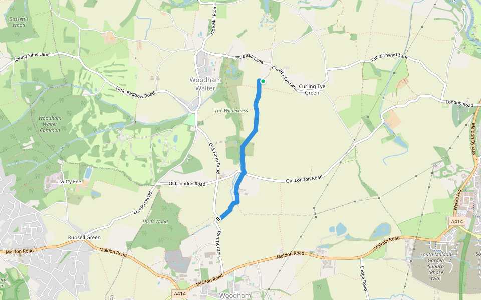 FP16 walking route map in Woodham Walter