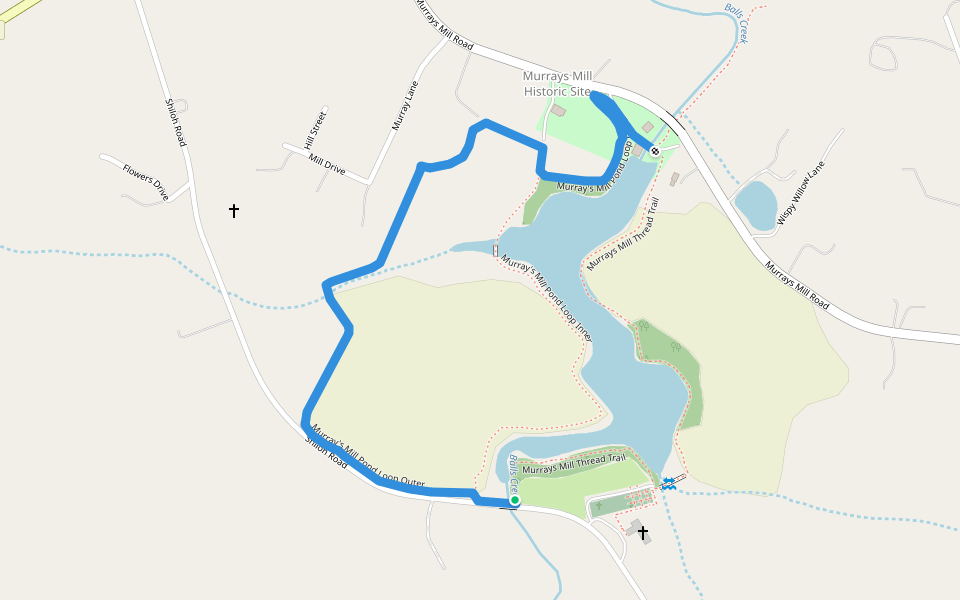 Murray's Mill Pond Loop Outer walking route map in Catawba